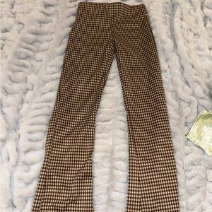 Brown Checkered Flare Pants